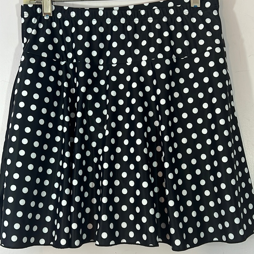 Black and white polka dot sports skirt with attached panty, large